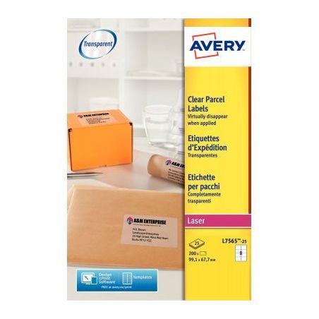 Achetez Pochette de 200 étiquettes transparentes laser 99,1x67.7mm L7565-25 FR AVERY pas cher sur M..