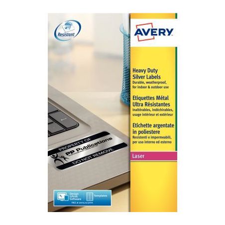 Achetez Pochette de 960 étiquettes indéchirables argentées adhésif permanent 45,7x21,2mm L6009-2..