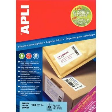 Achetez Boîte de 1600 étiquettes adhésives extra fortes blanches 105x37mm 11783 AGIPA pas cher su..