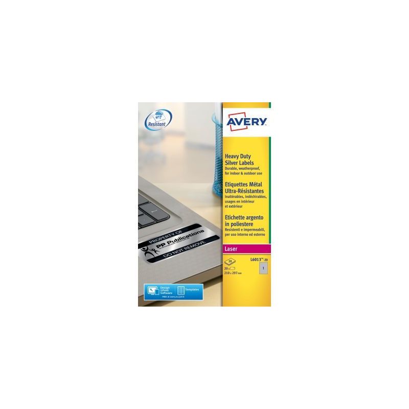Achetez Boîte de 20 étiquettes ultra résistantes polyester laser métal 210 x 297mm L6013-20-AVER.. Achetez Boîte de 20 étiquettes ultra résistantes polyester laser métal 210 x 297mm L6013-20-AVER..