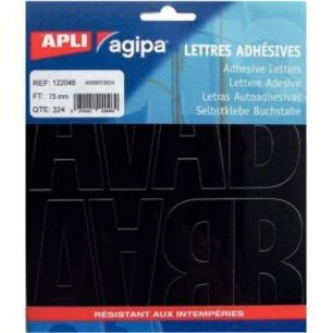 Achetez Pochette de 324 lettres adhésives 75mm coloris noir 122046 APLI pas cher sur Ma Rentrée Sc..