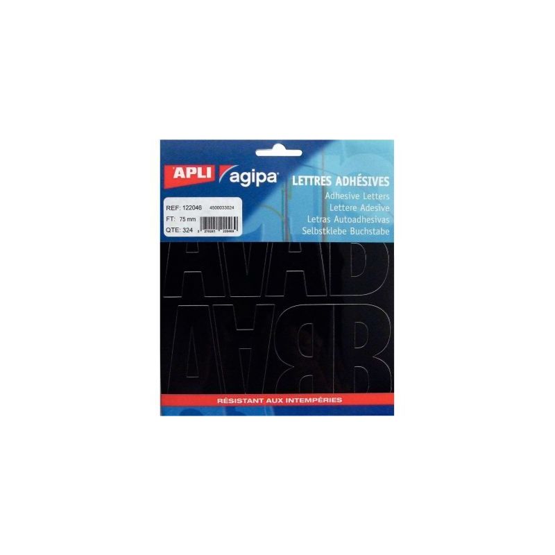 Achetez Pochette de 324 lettres adhésives 75mm coloris noir 122046 APLI pas cher sur Ma Rentrée Sc.. Achetez Pochette de 324 lettres adhésives 75mm coloris noir 122046 APLI pas cher sur Ma Rentrée Sc..