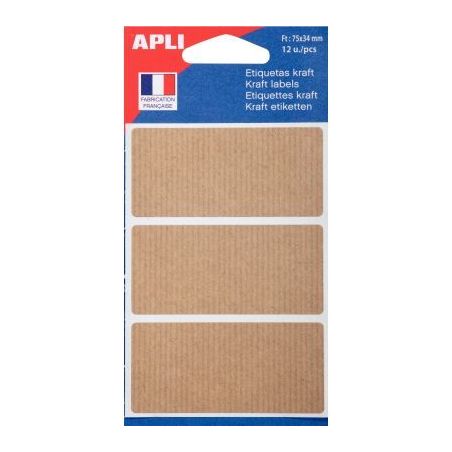 Achetez Pochette de 12 étiquettes kraft 75x34mm 102544 APLI pas cher sur Ma Rentrée Scolaire
