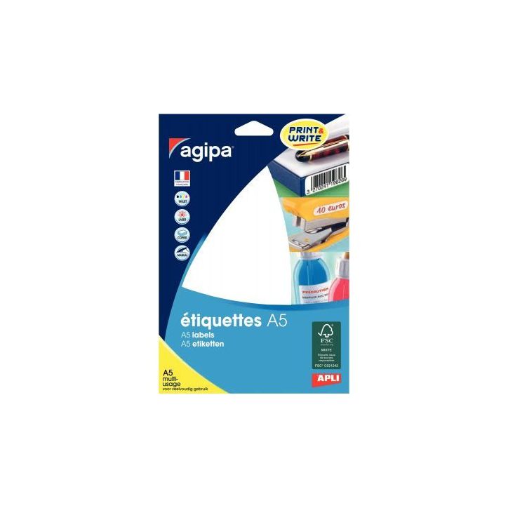 Etui de 512 étiquettes de bureau blanches, format 24x33,5 mm 114012 AGIPA