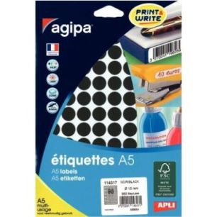 Achetez Etui de 960 pastilles adhésives diamètre 15 mm noir 114317 AGIPA pas cher sur Ma Rentrée ..