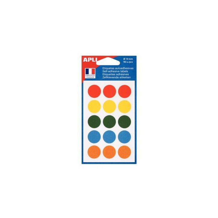 Etui de 90 pastilles de couleur diamètre 19mm coloris assortis 100088 AGIPA