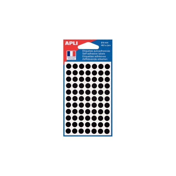 Etui de 462 pastilles adhésives diamètre 8 mm noir 111837 AGIPA