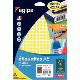 Achetez Etui de 2940 pastilles adhésives diamètre 8 mm jaune 114304 AGIPA pas cher sur Ma Rentrée..