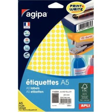 Achetez Etui de 2940 pastilles adhésives diamètre 8 mm jaune 114304 AGIPA pas cher sur Ma Rentrée..