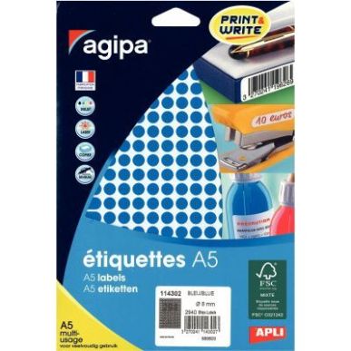 Achetez Etui de 2940 pastilles adhésives diamètre 8 mm bleu 114302 AGIPA pas cher sur Ma Rentrée ..
