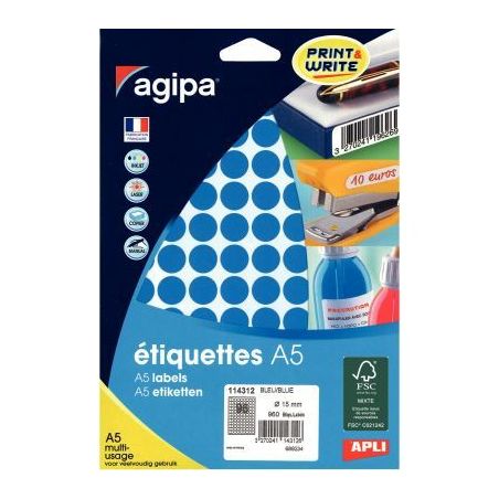 Achetez Etui de 960 pastilles adhésives diamètre 15 mm bleu 114312 AGIPA pas cher sur Ma Rentrée ..