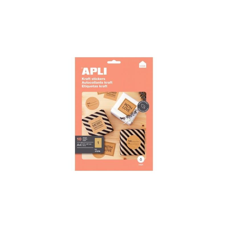 Achetez Pochette de 10 feuilles étiquettes kraft 210x297mm 17376 APLI pas cher sur Ma Rentrée Scol.. Achetez Pochette de 10 feuilles étiquettes kraft 210x297mm 17376 APLI pas cher sur Ma Rentrée Scol..