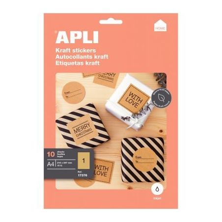 Achetez Pochette de 10 feuilles étiquettes kraft 210x297mm 17376 APLI pas cher sur Ma Rentrée Scol..