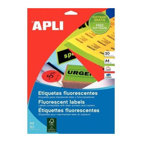 Achetez Pochette de 20 étiquettes laser/copieur 210x297mm coloris  jaune Flaconuo 2878 APLI pas che..