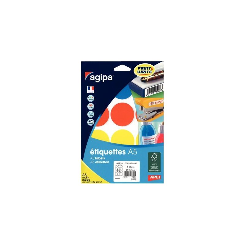 Achetez Etui de 84 pastilles de couleur diamètre 45mm coloris assortis 101829 AGIPA pas cher sur Ma.. Achetez Etui de 84 pastilles de couleur diamètre 45mm coloris assortis 101829 AGIPA pas cher sur Ma..
