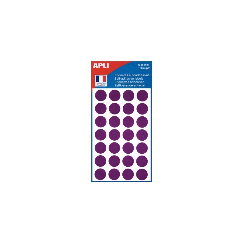 Achetez Pochette de 168 pastilles Ø15mm coloris mauve 111846 APLI pas cher sur Ma Rentrée Scolaire