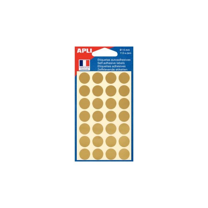 Etui de 112 pastilles adhésives diamètre 15 mm or 100602 AGIPA