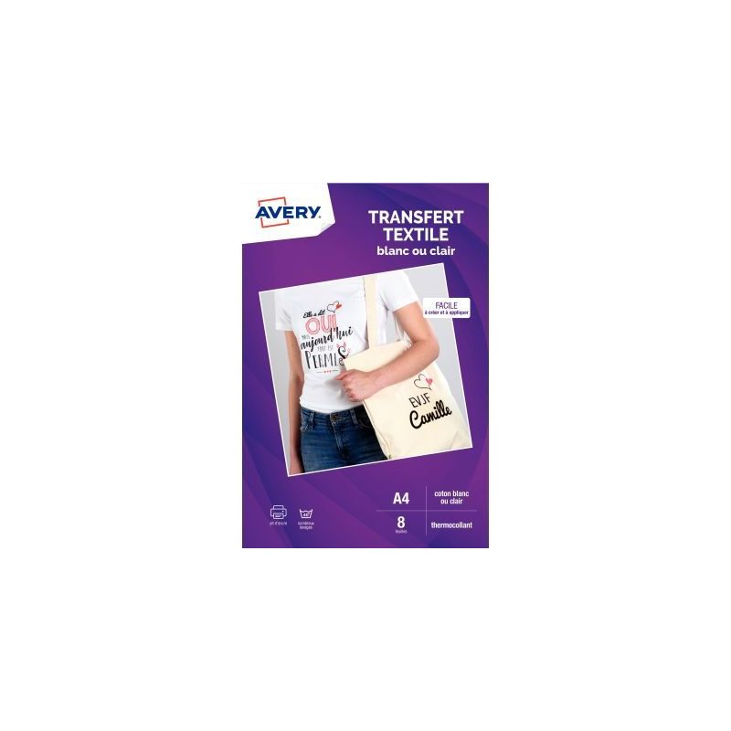 Achetez Paquet de 8 transferts 210x297mm textile C9405-8 AVERY pas cher sur Ma Rentrée Scolaire Achetez Paquet de 8 transferts 210x297mm textile C9405-8 AVERY pas cher sur Ma Rentrée Scolaire