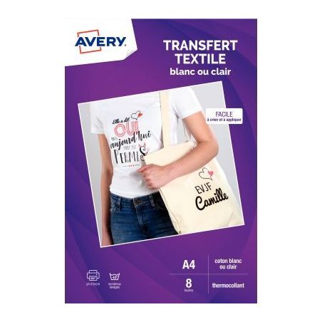Achetez Paquet de 8 transferts 210x297mm textile C9405-8 AVERY pas cher sur Ma Rentrée Scolaire