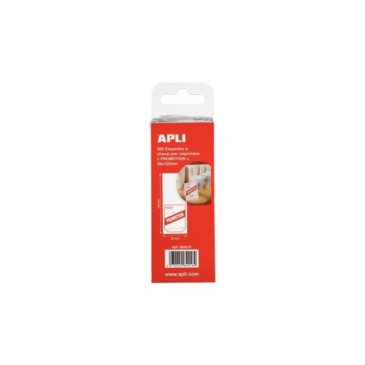 Paquet de 500 étiquettes à cheval pré-imprimées Promotion 50x125mm 64016 APLI