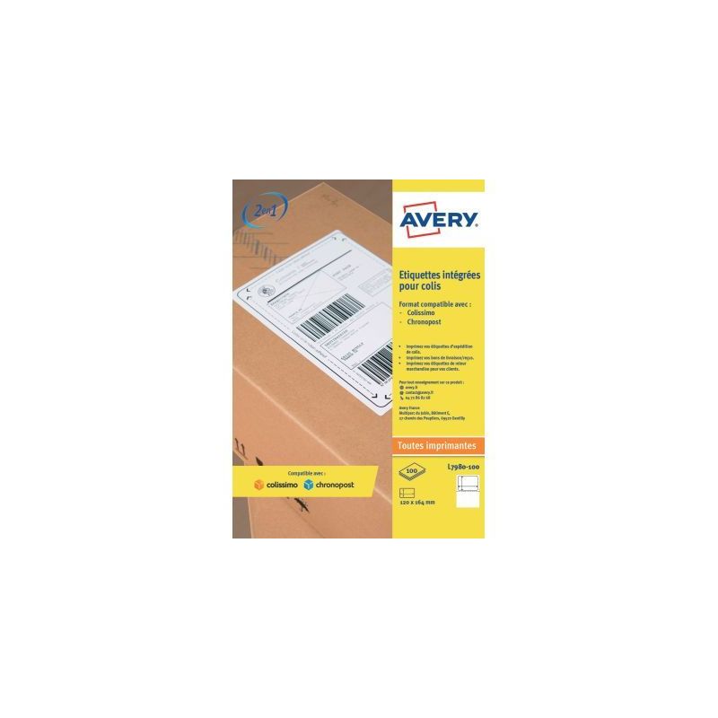 Achetez Paquet de 100 étiquettes pour colissimo format 120 x 164mm L7980-100.FR AVERY pas cher sur ..
