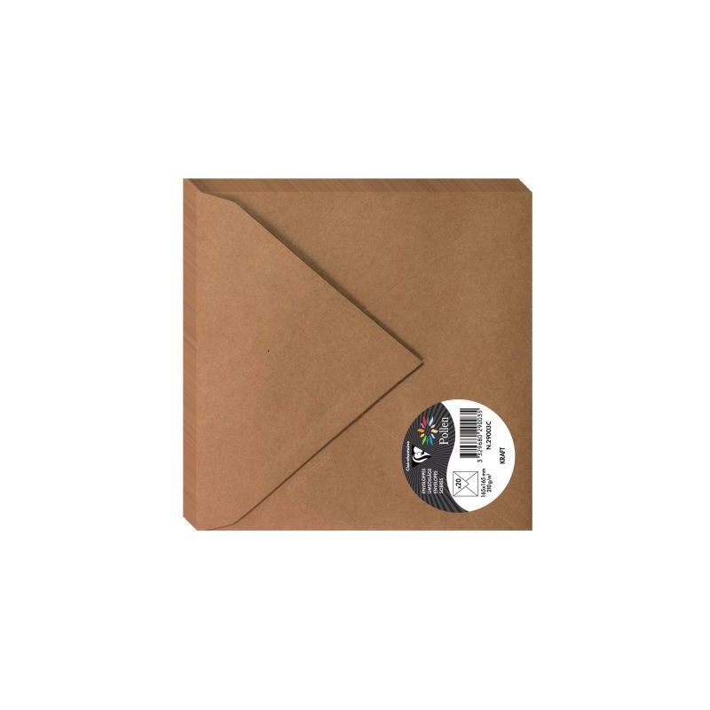 Achetez Paquet de 20 enveloppes Pollen 165x165mm 120g kraft 29003C POLLEN CLAIREFONTAINE pas cher su..