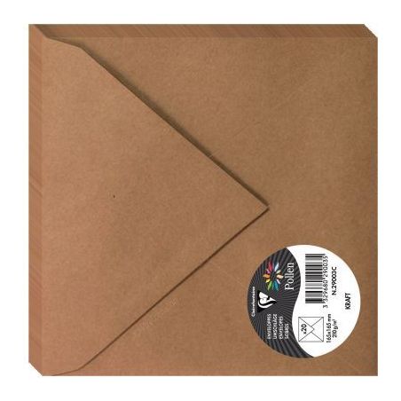 Achetez Paquet de 20 enveloppes Pollen 165x165mm 120g kraft 29003C POLLEN CLAIREFONTAINE pas cher su..