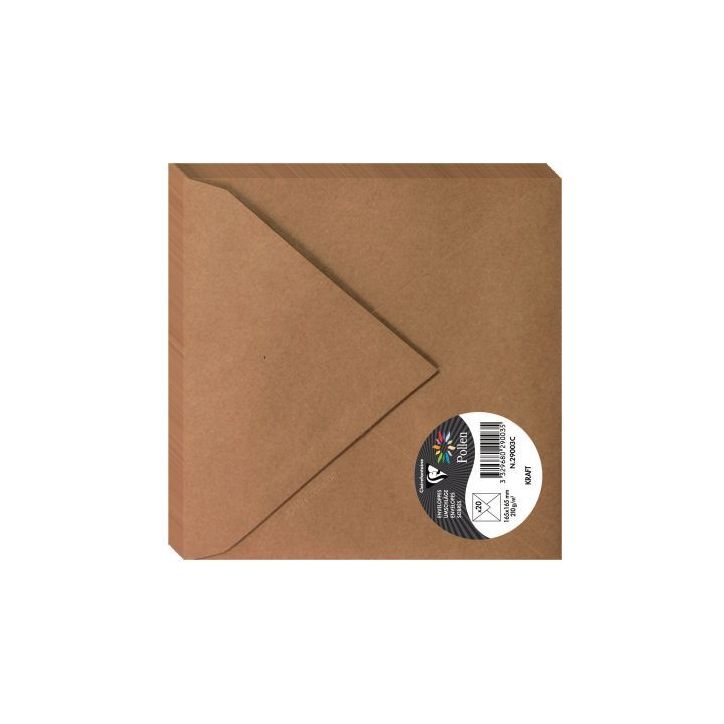 Paquet de 20 enveloppes Pollen 165x165mm 120g kraft 29003C POLLEN CLAIREFONTAINE