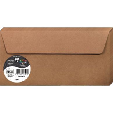 Achetez Paquet de 20 enveloppes Pollen 110x220mm 120g kraft 29005C POLLEN CLAIREFONTAINE pas cher su..