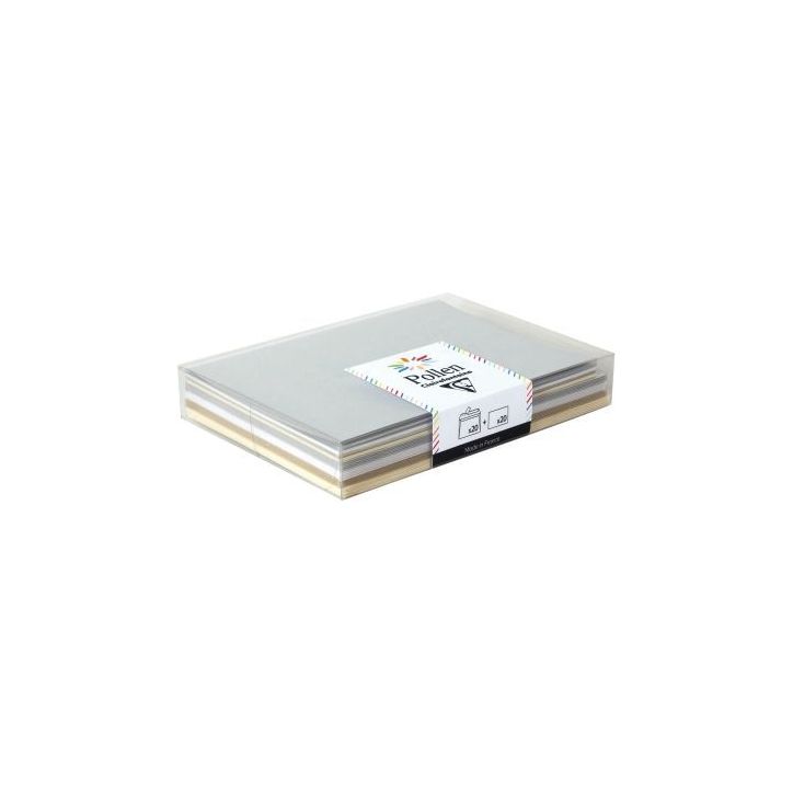 Paquet de 20 enveloppes Pollen 114x162mm avec 20 cartes assorties 20903C POLLEN CLAIREFONTAINE