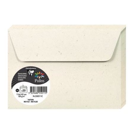 Achetez Paquet de 20 enveloppes Pollen 114x162mm 120g natura 55011C POLLEN CLAIREFONTAINE pas cher s..