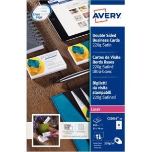 Achetez Paquet de 100 cartes de visites blanc satin 85x54mmm 220g C32016-10 AVERY pas cher sur Ma Re..