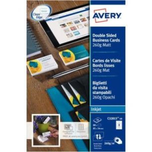 Achetez Paquet de 80 cartes de visite blanc mat 85x54mm 260g C32015-10 AVERY pas cher sur Ma Rentré..