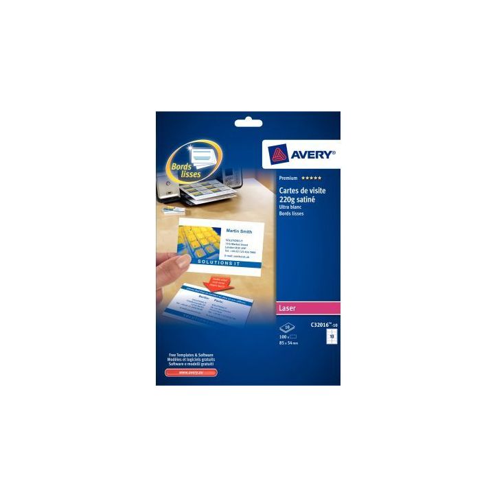 Pochette de 250 cartes de visite 85x54 mm C32011-25 AVERY