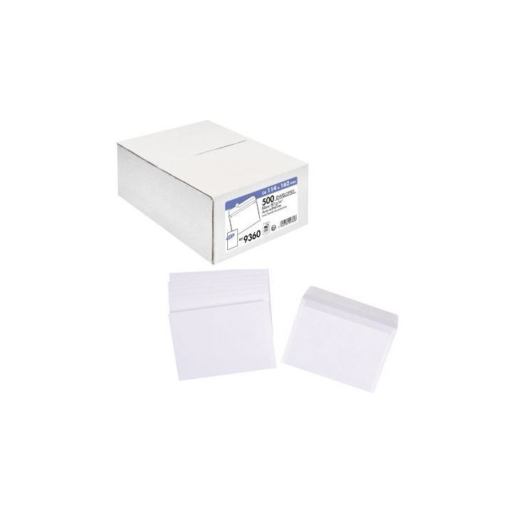 Boite 500 enveloppes blanches C6 114x162 80g/m² bande de protection 9360 LA COURONNE