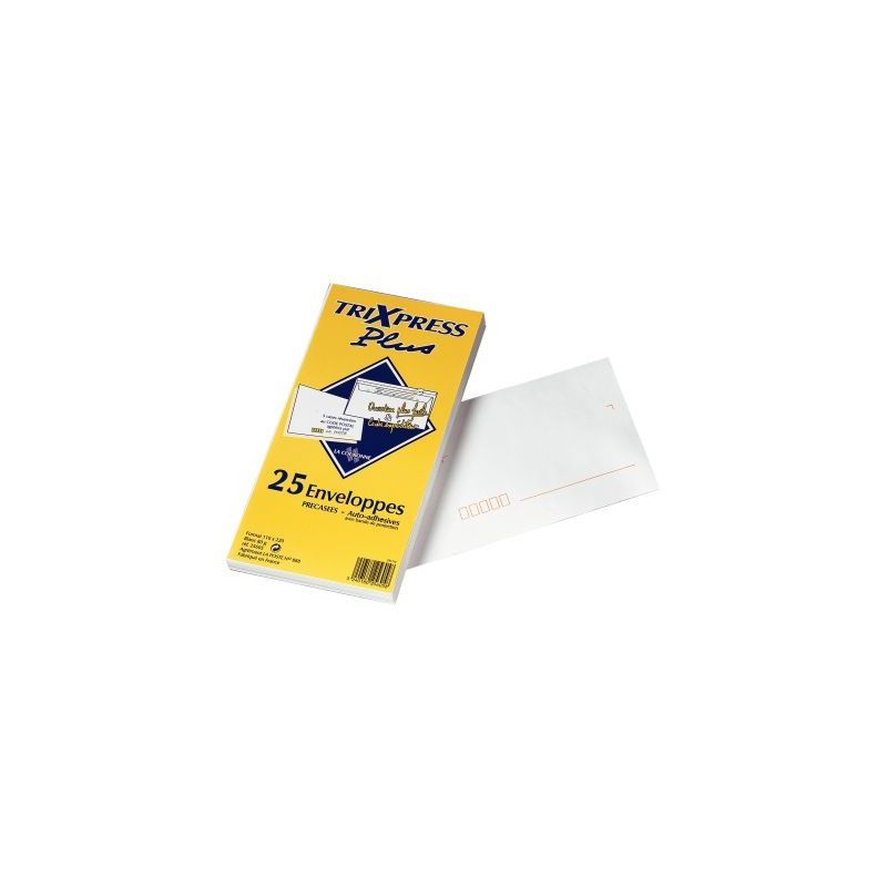 Achetez Paquet de 25 enveloppes blanches 110x220mm 80g bande siliconée précasées 25605 LA COURONN..
