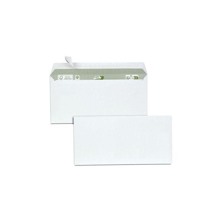Boîte de 500 enveloppes blanches DL 80 grammes à bande siliconée recyclées 3015 GPV