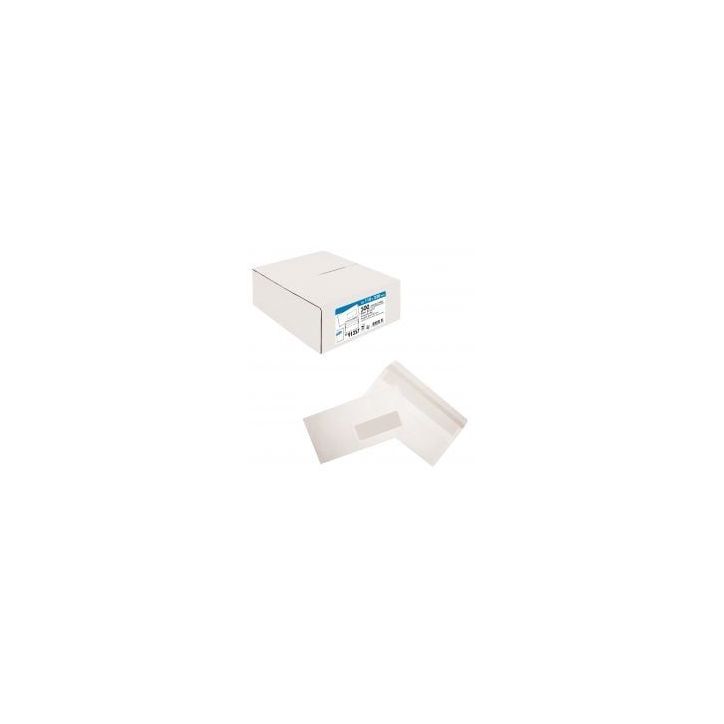 Boîte de 500 enveloppes blanches DL 110x220 80g/m² fenêtre 45x100 autocollante 91357 LA COURONNE