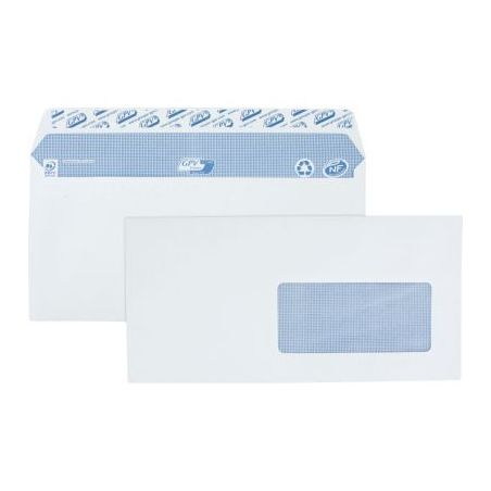 Achetez Boîte de 500 Enveloppes blanches DL 110x220 90g/m² fenêtre 45x100 bande de protection 271..