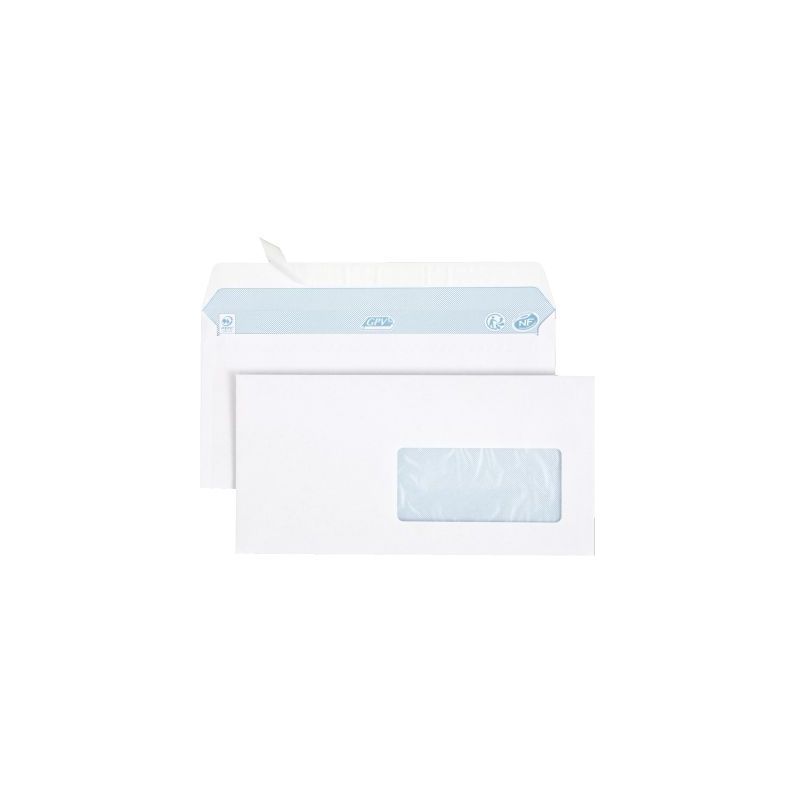 Achetez Boîte de 500 enveloppes blanches DL 110x220 80g/m² fenêtre 45x100 bande de protection 131.. Achetez Boîte de 500 enveloppes blanches DL 110x220 80g/m² fenêtre 45x100 bande de protection 131..