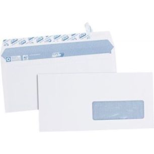 Achetez Boîte de 500 enveloppes blanches DL 110x220 90g/m² fenêtre 35x100 bande de protection 271..