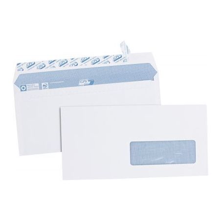 Achetez Boîte de 500 enveloppes blanches DL 110x220 90g/m² fenêtre 35x100 bande de protection 271..