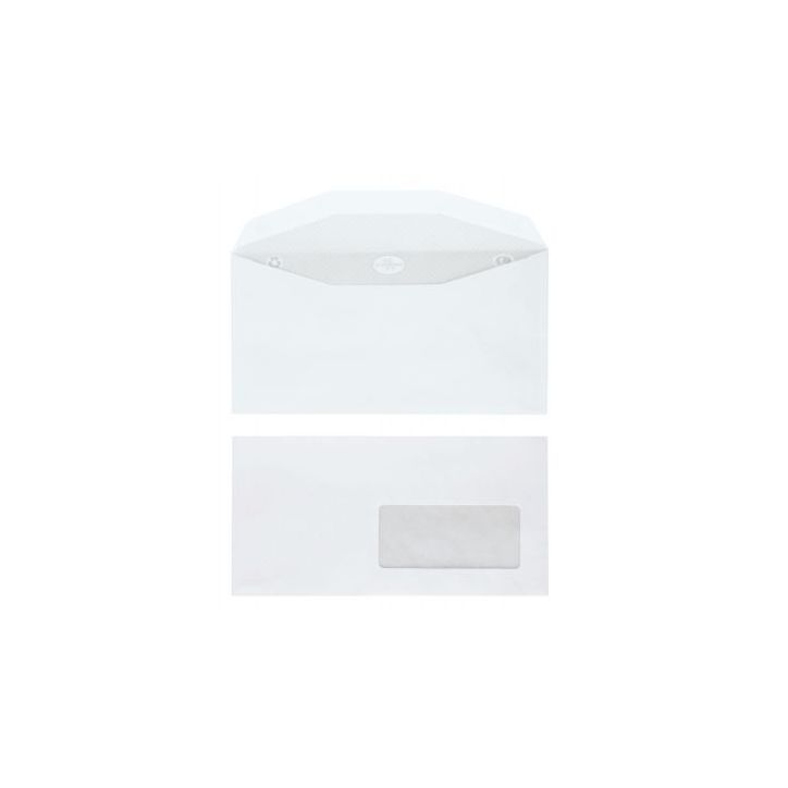 Boîte de 1000 enveloppes blanches 115x225 80g/m² fenêtre 45x100 de mise sous pli automatique gommées 1738 (...)