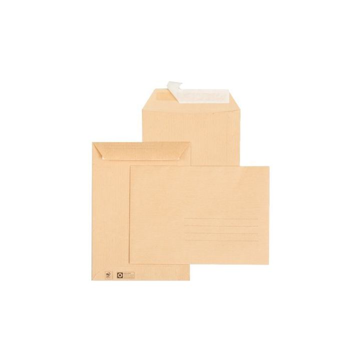 Paquet de 10 pochettes kraft 162x229mm 85g bande siliconée avec zone d'adressage 6631 GPV
