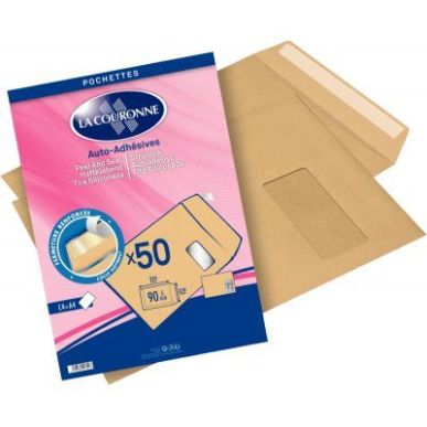 Achetez Paquet de 50 pochettes kraft 90 grammes 229x324 avec fenêtre 50x110 51751 LA COURONNE pas c..