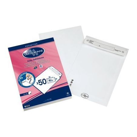 Achetez Paquet de 50 pochettes vélin blanc C4 229x324 90g/m² bande de protection 23052 LA COURONNE..