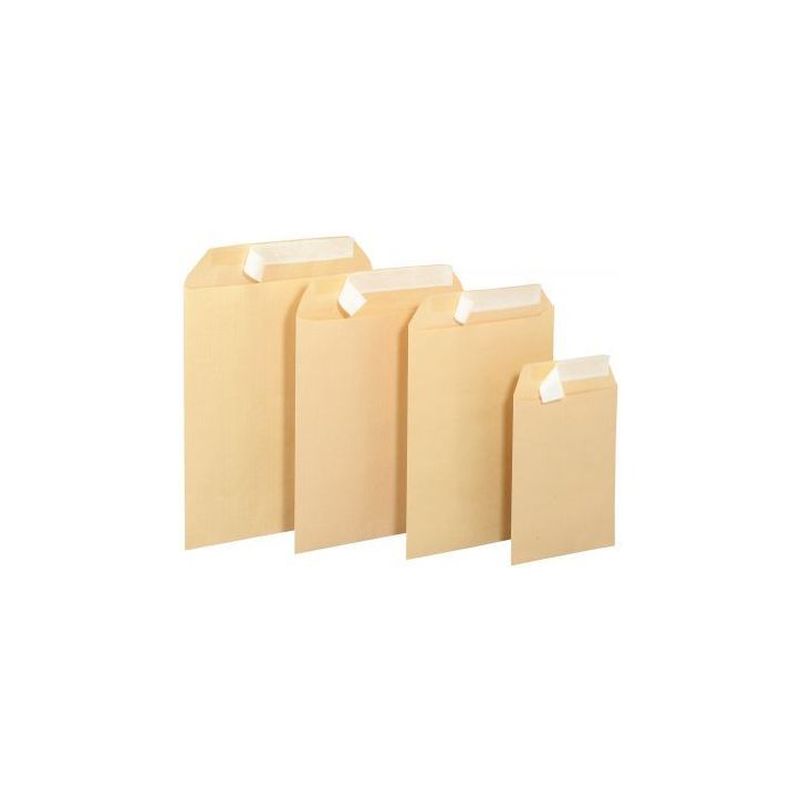 Boite de 250 pochettes Kraft 120g format 26x33cm bande siliconnée 4157