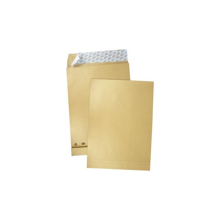 Carton de 250 pochettes kraft 280x365mm 120g soufflet 30mm bande siliconée 4971 GPV