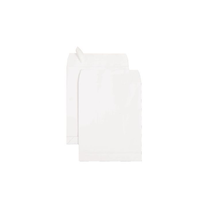 Paquet de 50 pochettes blanches 229x324mm 120g soufflet 30mm bande siliconée 39605 GPV