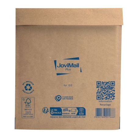 Achetez Carton de 100 pochettes bulles papier renforcé 220x260 153500106 JOVIMAIL JOVIPACK pas cher..